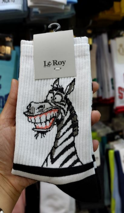 جوراب ساق بلند لی روی | طرح گورخر (Zebra) | نخ پنبه | فری سایز ۳۶ تا ۴۳