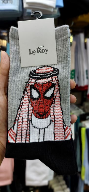 جوراب ساق بلند لی روی | طرح شیخ اسپایدر من (Spiderman) | نخ پنبه | فری سایز ۳۶ تا ۴۳