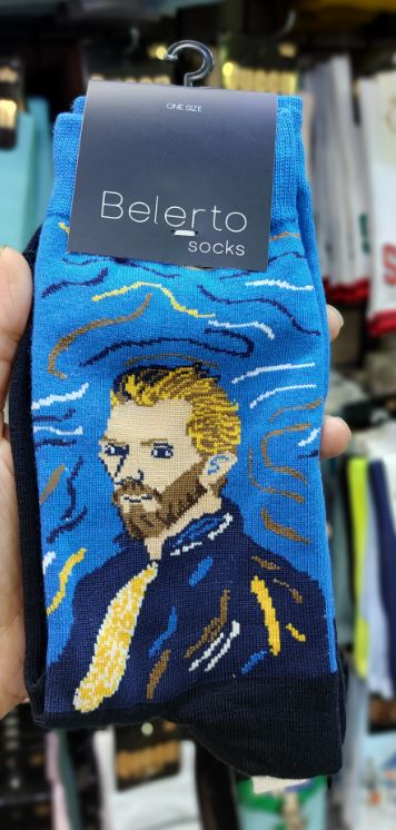جوراب ساق بلند بلرتو | طرح ونگوک (Van gogh) | نخ پنبه | فری سایز ۳۶ تا ۴۳