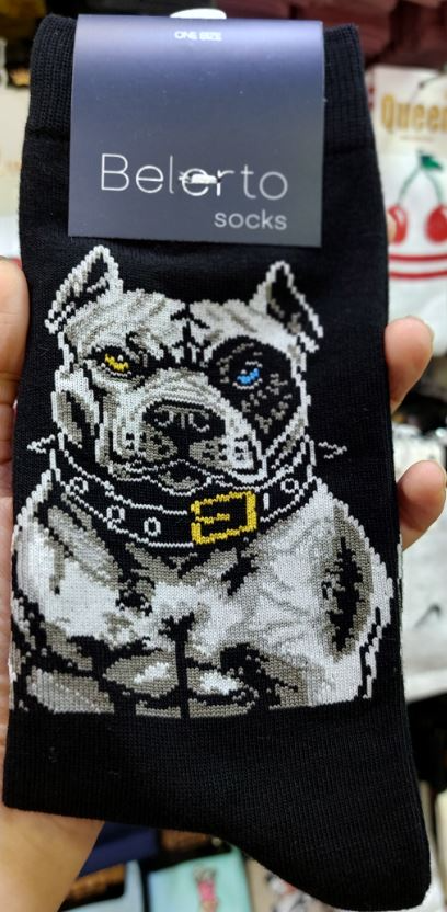 جوراب ساق بلند بلرتو | طرح سگ آمریکن بولی (American bully) | نخ پنبه | فری سایز ۳۶ تا ۴۳