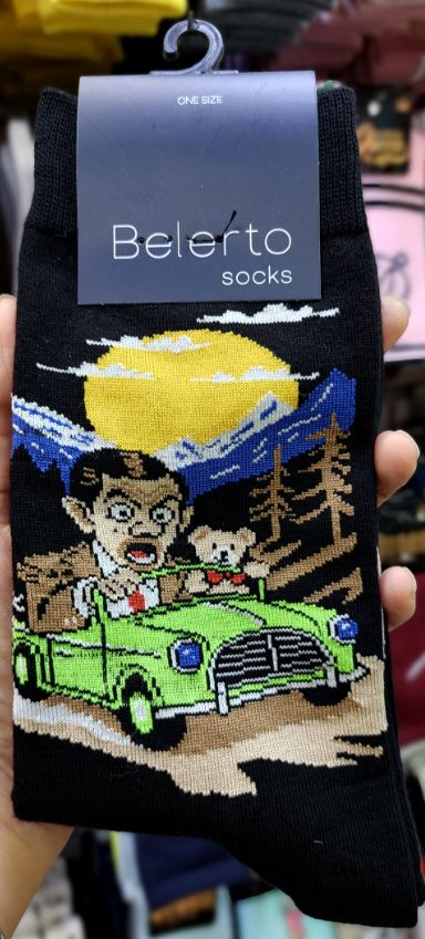 جوراب ساق بلند بلرتو | طرح مستر بین (Mr Bean) | نخ پنبه | فری سایز ۳۶ تا ۴۳