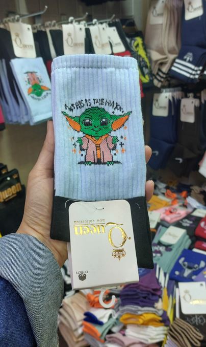 جوراب ساق بلند بی بی یودا | Baby yoda | کیفیت عالی | مناسب تمام فصول | سایز بندی فری سایز تا 44