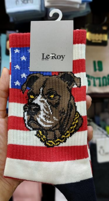 جوراب ساق بلند لی روی | طرح آمریکن بولی (American Bully) | نخ پنبه | فری سایز ۳۶ تا ۴۳