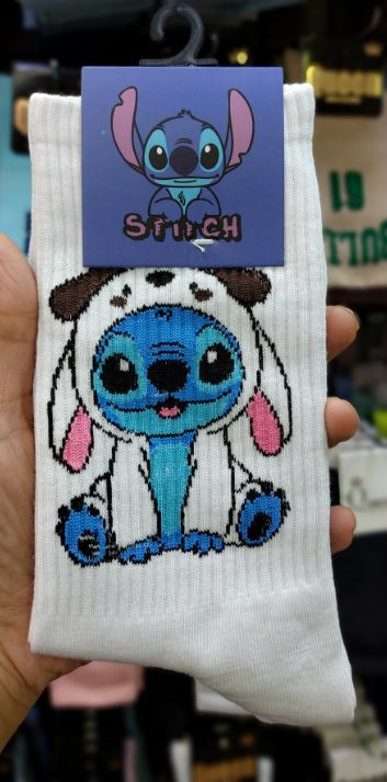 جوراب ساق بلند لی روی | طرح استیچ گاوی (Stitch) | نخ پنبه | فری سایز ۳۶ تا ۴۳